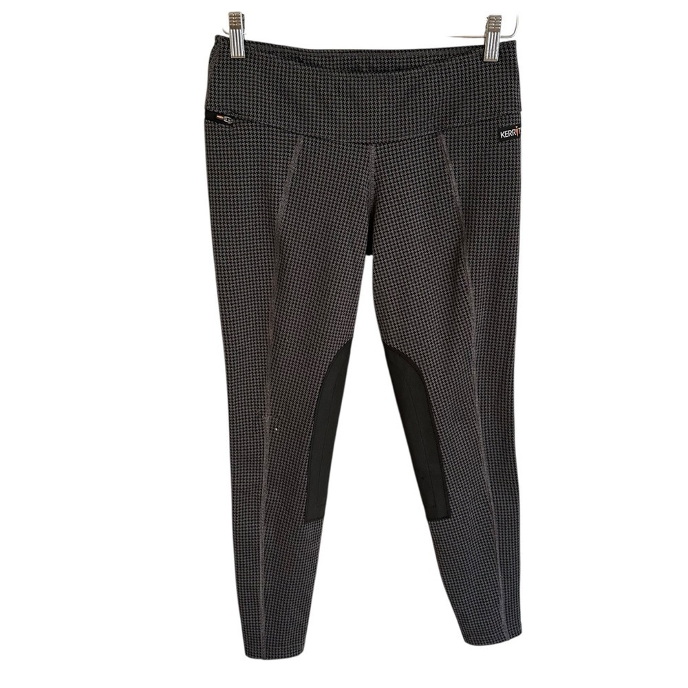 Kerrits womens Small Gray Houndstooth Print Jodphurs Pants Equestrian Knee Patch